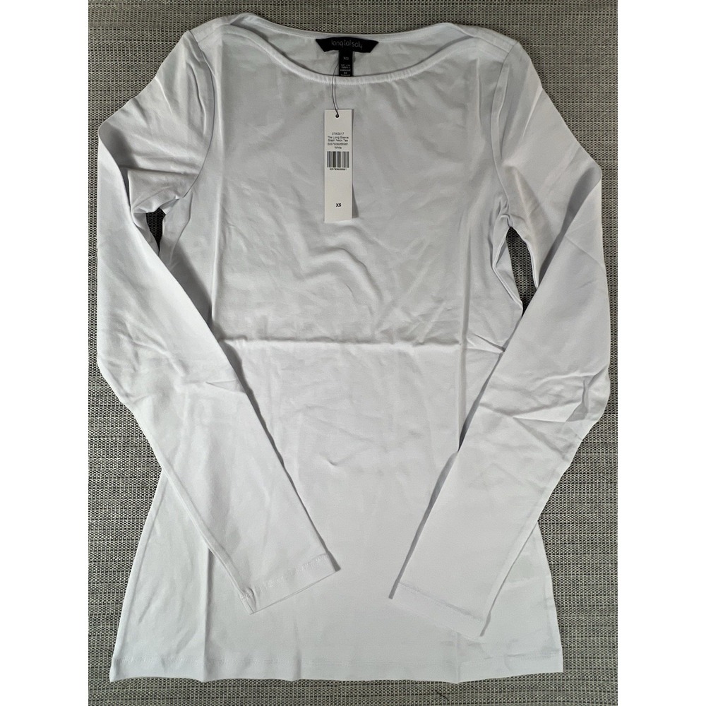 Long Tall Sally The Long Sleeve Slash Neck Tee Size Xs White